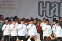 Menteri Pertahanan Prabowo Subianto hadir dalam acara Apel Hari Santri 2023. (Dok. Tim Media Prabowo Subianto)
